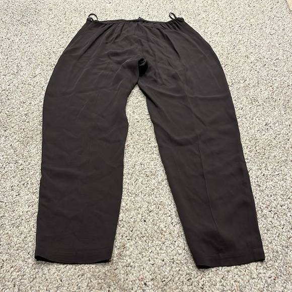 Eileen Fisher 100% Silk Brown Dress Pants Side Zip Size Medium Lagenlook - Picture 8 of 9